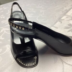 Stuart Weitzman Black Studded Slingback Heels